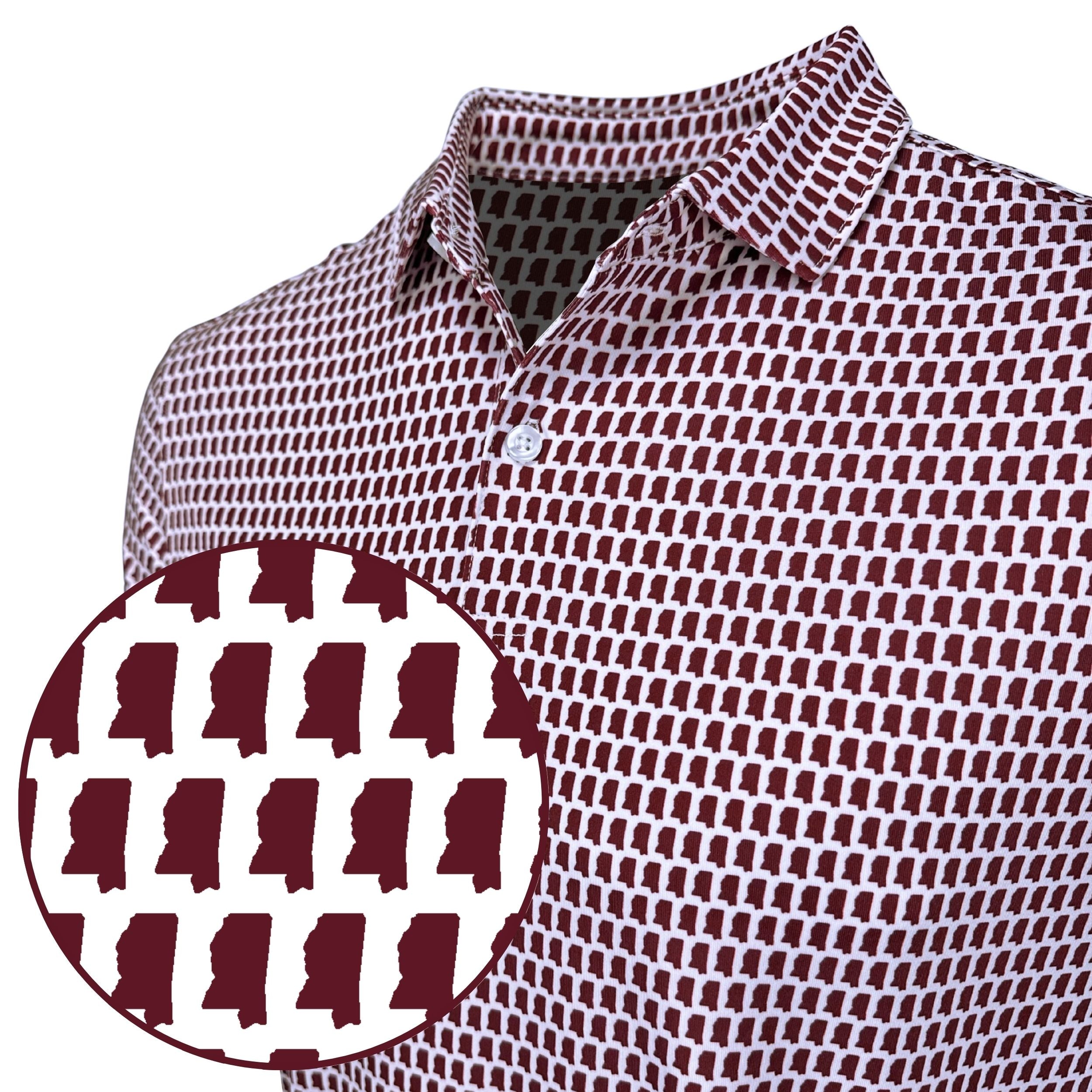 Mississippi Maroon Print Polo